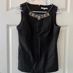 CAbi Ponte Shell - Embellished Charcoal Sleeveless Top